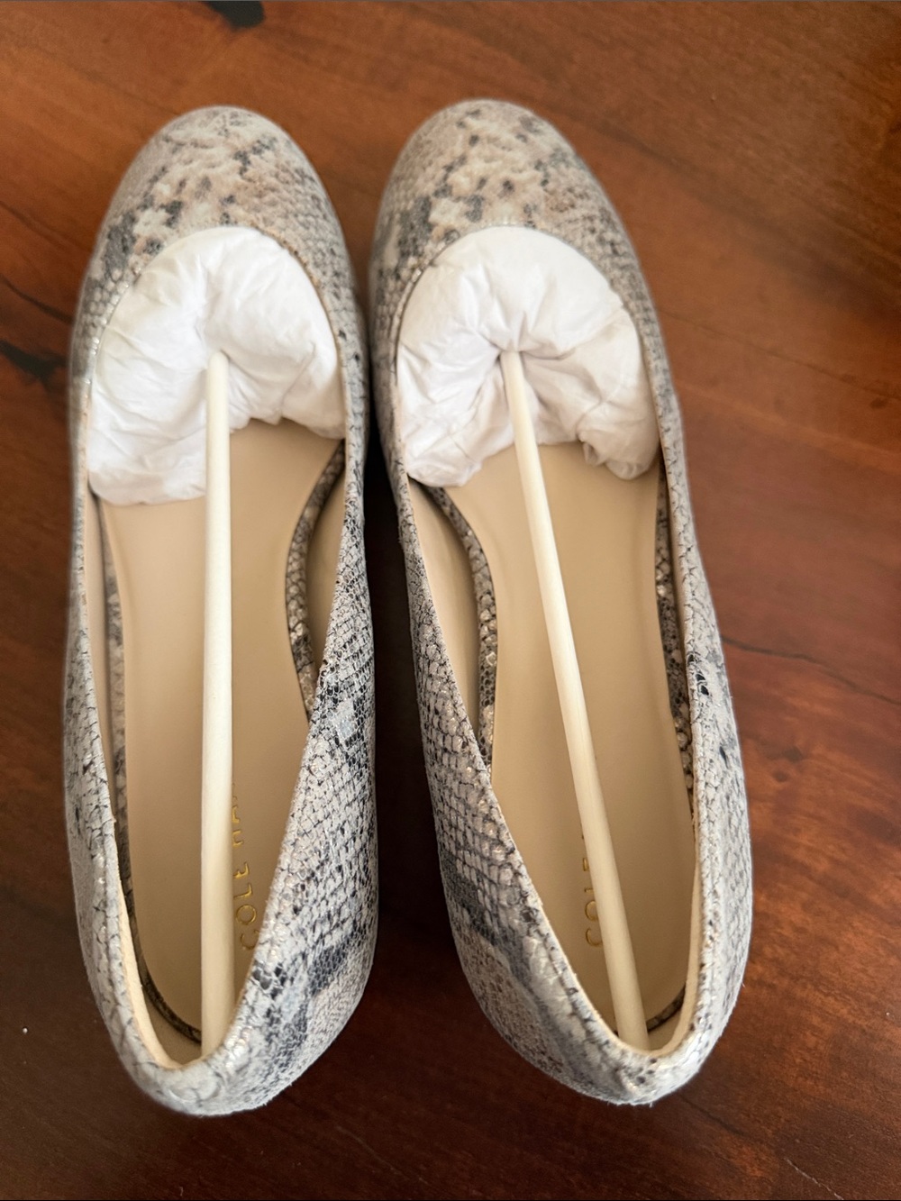 Brand Nee Cole Haan Neutral Snake-Print Heels
